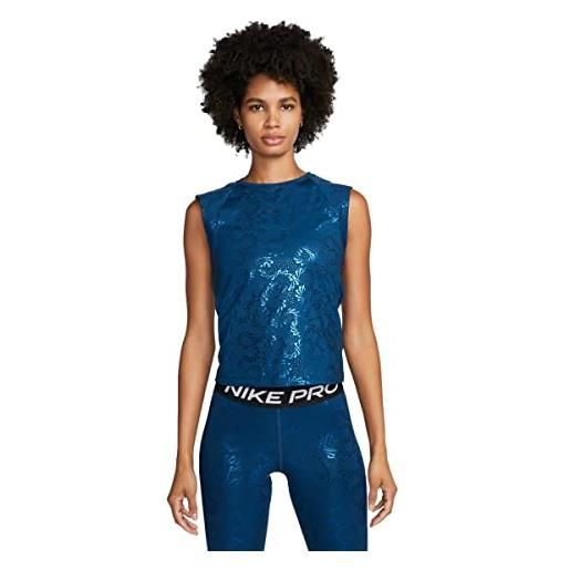 Nike w np df ss top sparkle t-shirt, blue, m donna