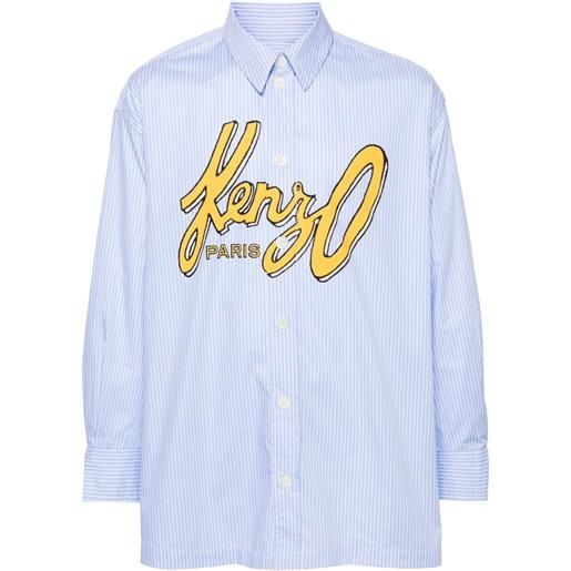 Kenzo camicia a righe con logo - blu