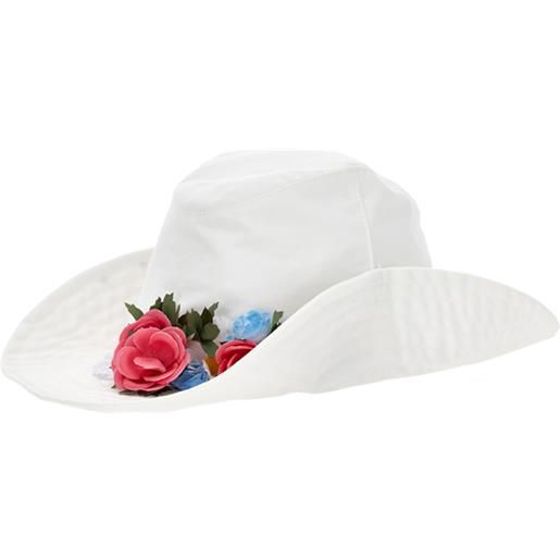 Monnalisa cappello gabardina con fiori e borchiette