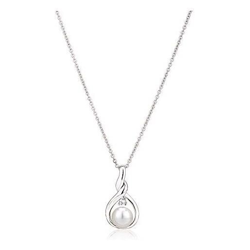 Vanbelle collana argento sterling jewelry classico di perle con bianco swarovski pearl & cubic zirconia stone e rodio placcato per donne e ragazze