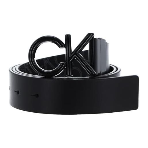 Calvin Klein adj/rev metal bombe 35mm k50k509964 cintura regolabile/reversibile, nero (ck black smooth/classic mono), 110 uomo