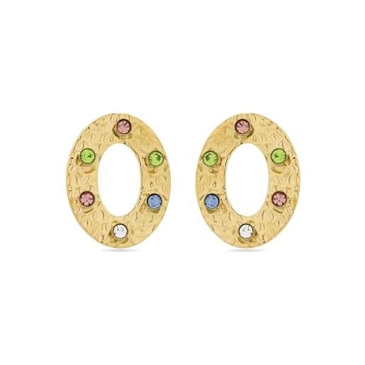 LUXENTER orecchini in zirconia multicolore rifiniti in oro giallo 18 carati - nanful