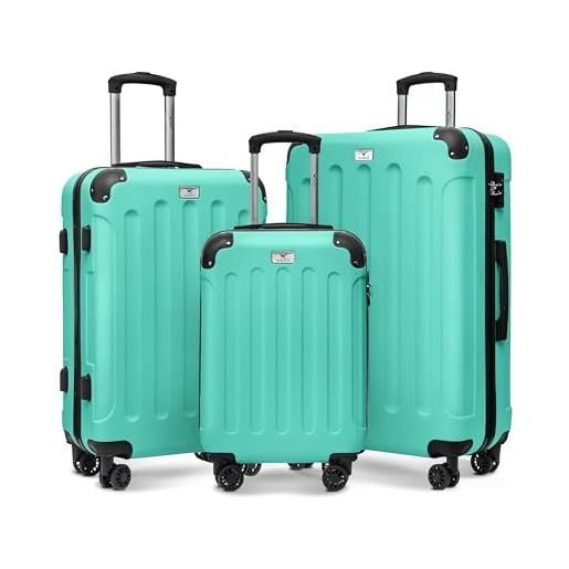 LUGG skywander - set di valigie da viaggio in 3 pezzi, con guscio rigido, 50,8 cm, 61 cm, 71,1 cm, resistenti e leggeri, con chiusura sicura tsa, ruote lisce a 360° e manico resistente, approvato