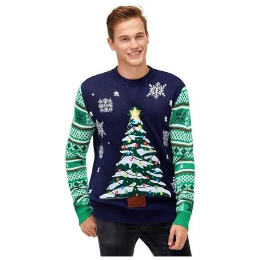 U LOOK UGLY TODAY - maglione natalizio da uomo, con luci led, divertente maglione di natale con lampada a led, motivo natalizio led light-19003-ma l