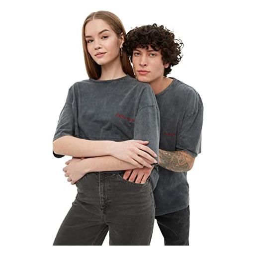 Trendyol t-shirt girocollo standard oversize unisex uomo camicia, antracite