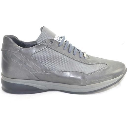 Malu Shoes scarpe made in italy uomo modello comodo comfort antiscivolo tessuto grigio pelle made in italy lacci moda
