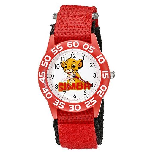 Disney kids w002132 - orologio analogico al quarzo rosso con display analogico the lion king, rosso, cinturino