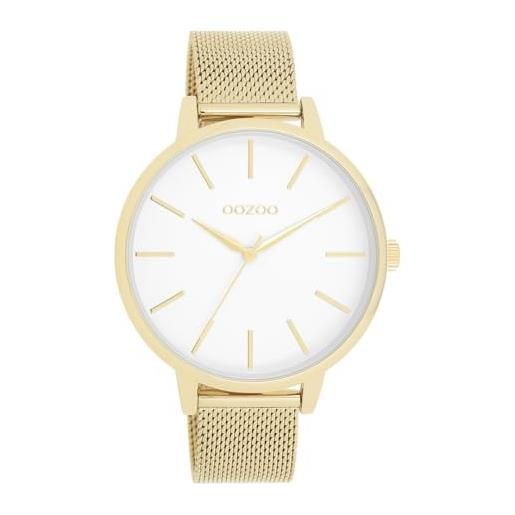 Oozoo timepieces - orologio da polso da donna con cinturino in pelle, di alta qualità, da donna, elegante, analogico, rotondo, oro/bianco, bracciale