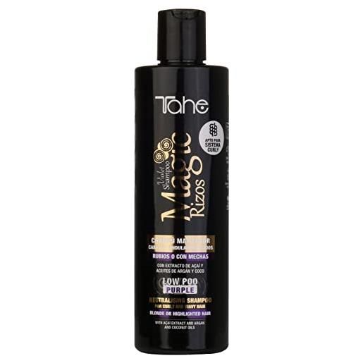 Tahe magic ricci shampoo violet idratante matizer low poo purple, per capelli biondi o con stoppini (300 ml)