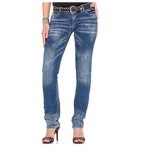 Cipo & Baxx jeans da donna denim straight regular fit cotone wd364, blu, 32w x 32l