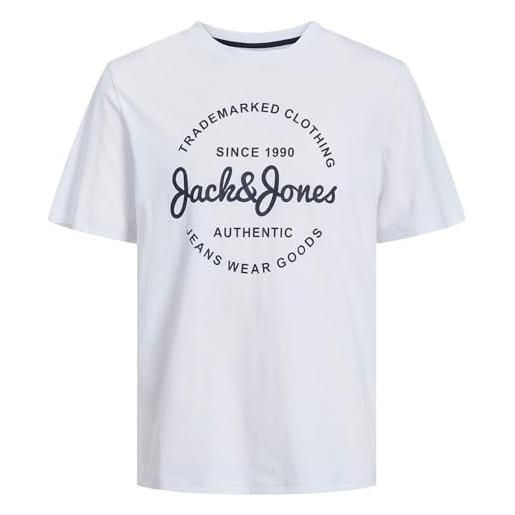 JACK&JONES JUNIOR jjforest tee ss crew neck jnr t-shirt, bianco/stampa: aw1 solid body, 14 anni bambini e ragazzi