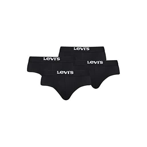 Levi's solid basic - slip da uomo in cotone biologico, confezione da 4, nero , m