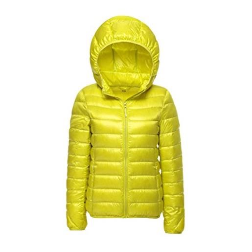 Yiiquan donna piumino di inverno ultra leggero giacca corta slim fit incappucciato grande codice (giallo, asia 2xl)