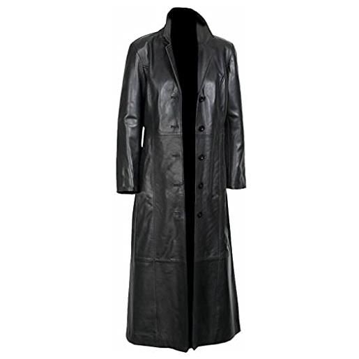 Style Up Ltd. cappotto lungo da uomo, stile casual, cappotto classico invernale nero finto trench, nero , xxl