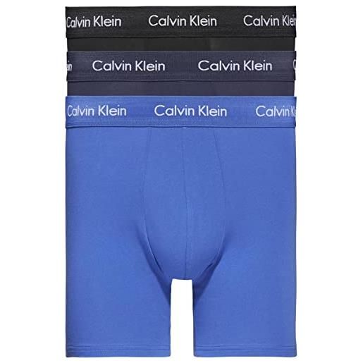 Calvin Klein boxer brief 3pk, uomo, b-chrcl hthr/mrngsd yw/flg grn lg, xs