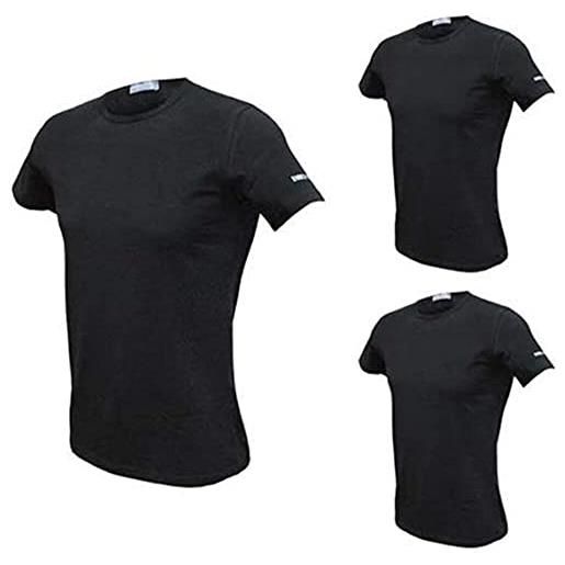 Enrico Coveri maglietta intima uomo girocollo offerta 3 e 6 pezzi, maglia uomo in cotone bielastico et 1000 (3 pezzi_nero, l)