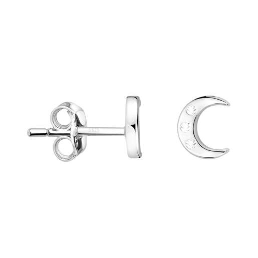 Sofia milani - orecchini da donna in argento 925 - con pietra zircone - orecchino a perno a luna - e2425