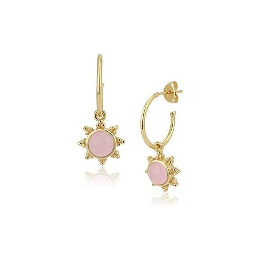 Vanbelle - orecchino a mezzo cerchio con gioielli placcati in oro 18 carati a tema vittoriano con pietre di quarzo rosa naturale per donne e ragazze