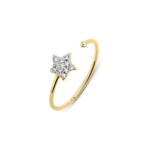Amberta allure anello regolabile in oro 9 carati per donna: anello regolabile donna con zirconi misura 11 12 14