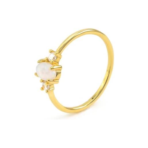 UNIQA JEWELS anello donna in argento 925 sterling placcato in oro 18k con zirconia cubica e pietra opale, promessa anello amore anelli fidanzamento anniversario gioielli regalo (54)