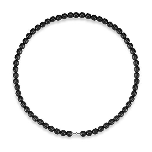 POWER IONICS collana con perline di tormalina nera da 8 mm, collana infinity, misura 50 cm, con fibbia magnetica, confezione regalo gioielli