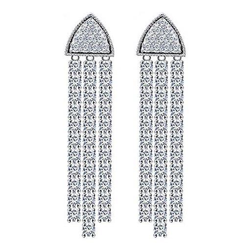 Onefeart platino placcato orecchini per le donne ragazze rotondo cubic zirconia classico stile nappa design orecchini pendenti 10x46mm oro bianco
