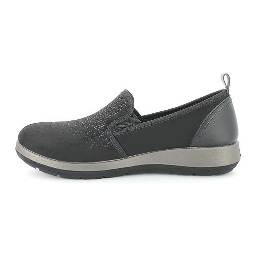 inblu scarpe donna leggere mocassini con elastico sneakers slip on brillantiti da ginnastica pantofole comode ib-wg0043 (nero, 35)