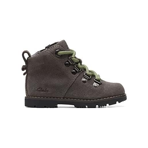 Clarks heath hike t, combat boot bimbo 0-24, grigio, 20.5 eu