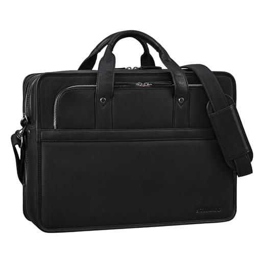 STILORD 'paolo' professionale borsa tracolla pelle porta pc 15.6 pollici vintage borsa ufficio uomo grande valigetta lavoro donna in vera pelle, colore: nero