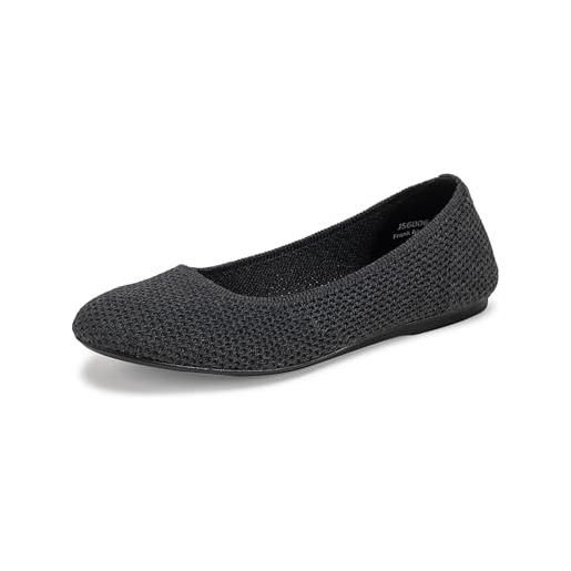 Frank Mully donne ballerine slip on knit vestito scarpe pumps scarpe punta rotonda, 6006 nero, 41 eu