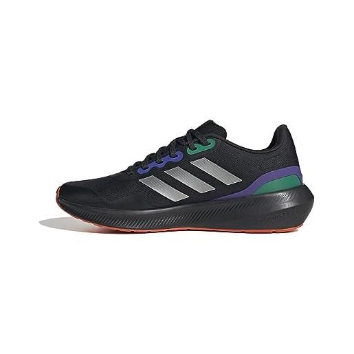 adidas runfalcon 3.0 tr, shoes-low (non football) uomo, core black/silver met. /purple rush, 44 eu