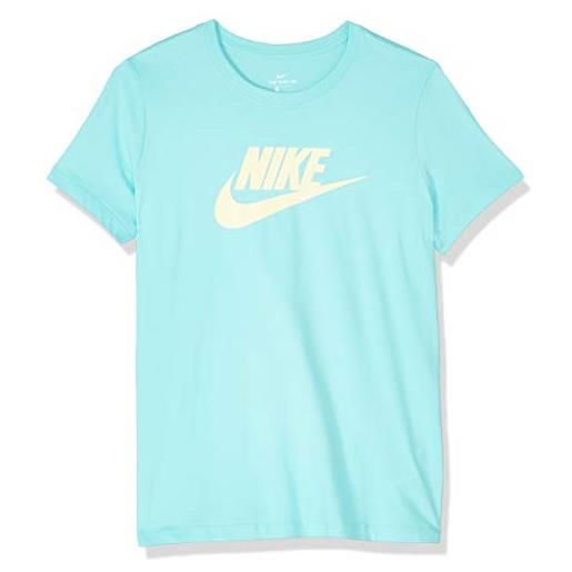 Nike w nsw tee essntl icon futura, t-shirt donna, rosa (washed coral/club gold), xxl