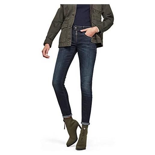 G-STAR RAW women's lynn zipper mid waist skinny jeans, multicolore (vintage dk aged cobler d12372-8968-a171), 23w / 30l