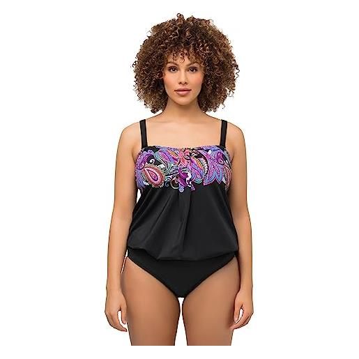 Ulla popken tankini paisley placement recycling costume intero, nero, 66 donna