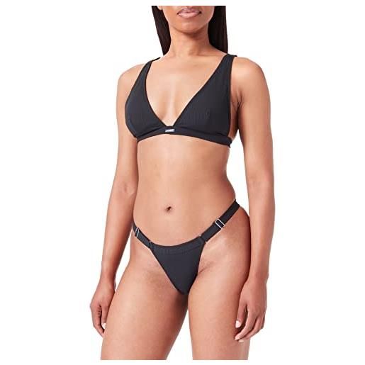 Emporio Armani bikini a triangolo da donna in lycra, con reggiseno a costine set, nero, xs