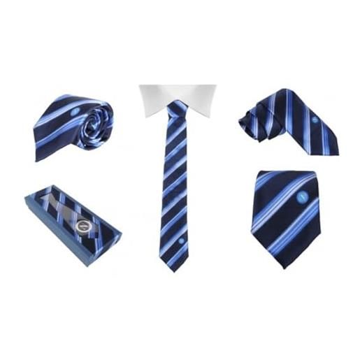 CALCIOGADGETS cravatta napoli ufficiale azzurro blu elegante in box firmata enzo castellano cm 7 x 148 crna12841