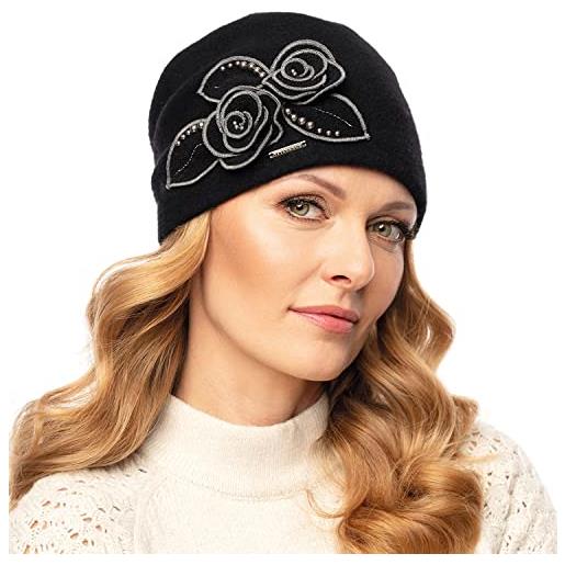 Vivisence cappello femminile invernale elegante di lana 7068, nero, taglia unica
