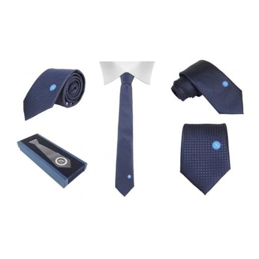 CALCIOGADGETS cravatta napoli ufficiale blu elegante in box firmata enzo castellano cm 7 x 148 crna12843