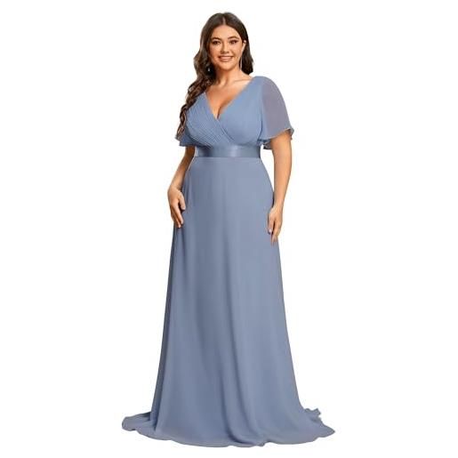 Ever-Pretty abiti da cerimonia taglie forti chiffon stile impero scollo a v damigella donna borgogna 52