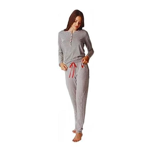 LOVABLE pigiama donna lungo di cotone serafino grigio grigio m
