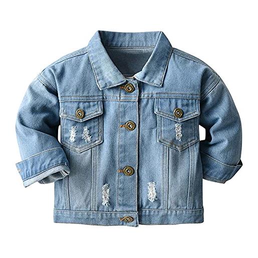 BIISDOST jeans con bottoni, giacca di jeans per bambini, giacca per bambini, blu, 4-5 anni