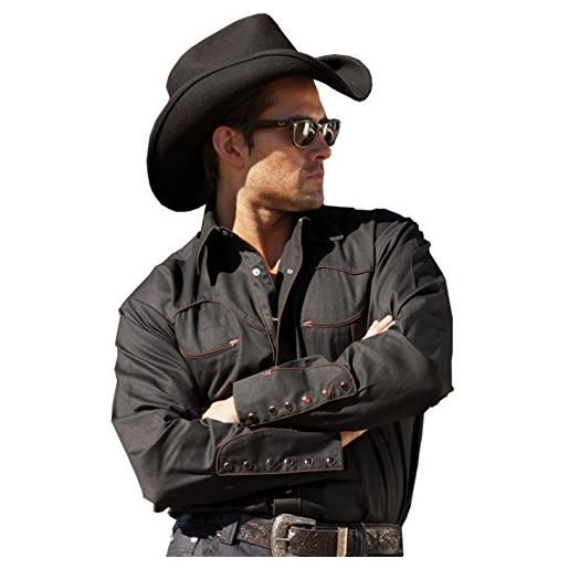STARS & STRIPES camicia western da uomo jack red & jack black - westernmode abbigliamento da uomo, nero , xxxl