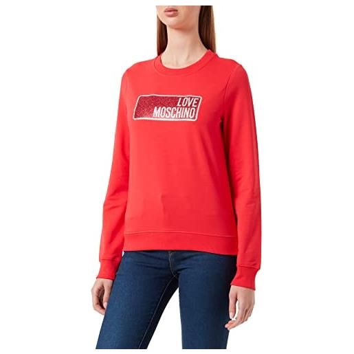 Love Moschino round neck sweatshirt maglia di tuta, rosso, 48 donna