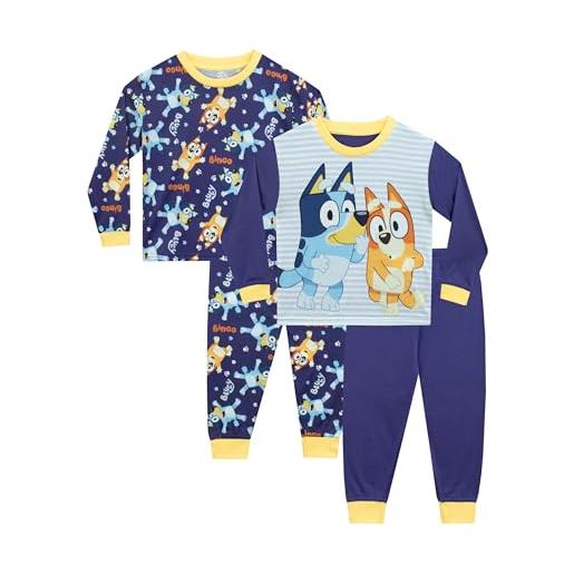 Bluey pigiama ragazzi | confezione da 2 pigiama per bambini | set di due pigiama per ragazzi | merchandise ufficiale | blu | 6-7 anni