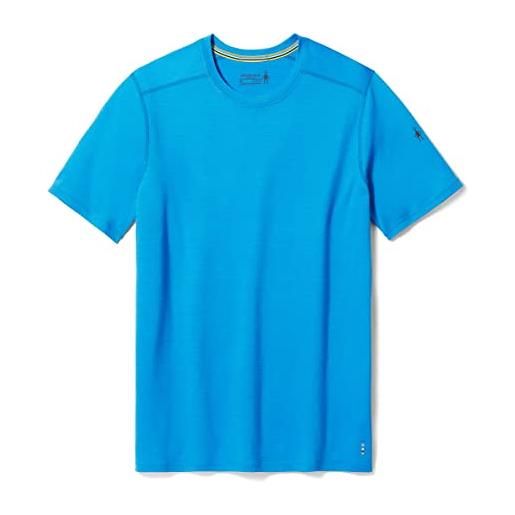 Smartwool maglietta a maniche corte in lana merino da uomo (slim fit), blu laguna, l
