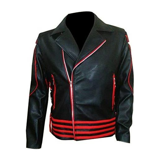 Style Up Ltd freddie mercury elegante rock singer concert costume giacca in ecopelle, nero , s