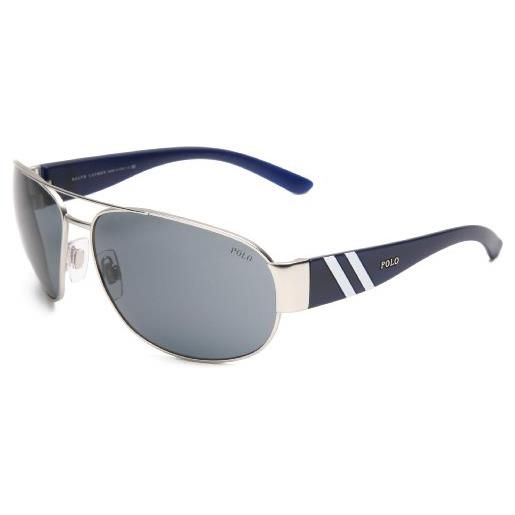 Polo Ralph Lauren 0ph3052 904687 occhiali da sole, argento (matte silver/grey), 65 uomo