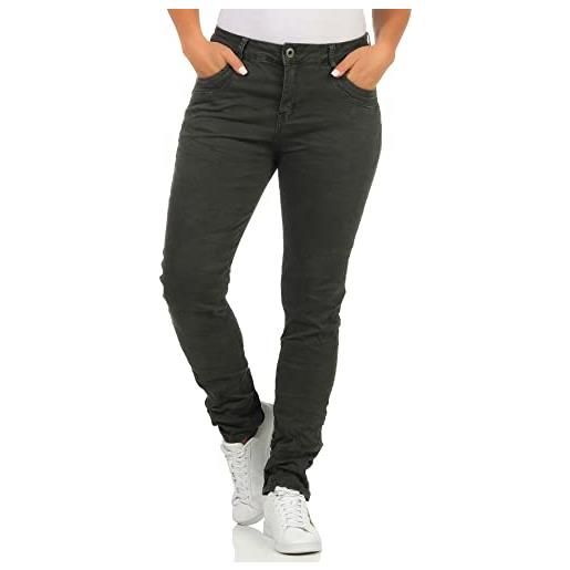 Karostar jeans da donna elasticizzati, moderni, chino, pantaloni lunghi boyfriend, pantaloni con fianchi, skinny 62 verde 44