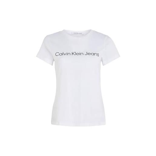 Calvin Klein Jeans core instit logo slim fit tee j20j220253 magliette a maniche corte, bianco (bright white), xl donna