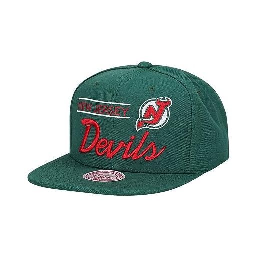 Mitchell & Ness new jersey devils lock up vintage snapback cap, verde, taglia unica